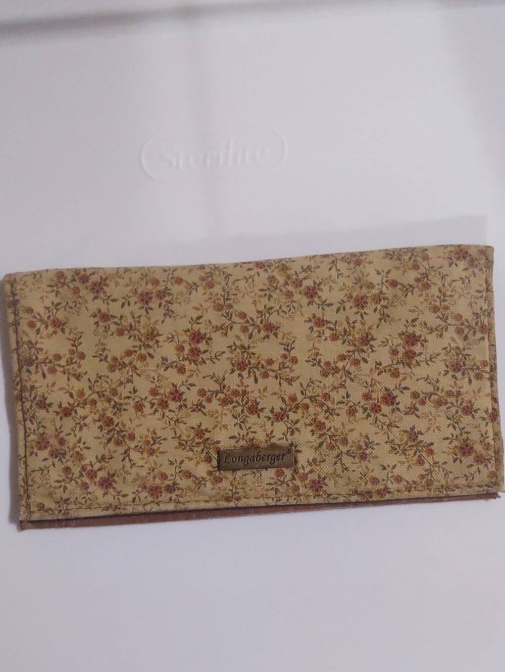 Vintage Longaberger Floral Fabric Checkbook Cover Wallet Khaki Cottagecore